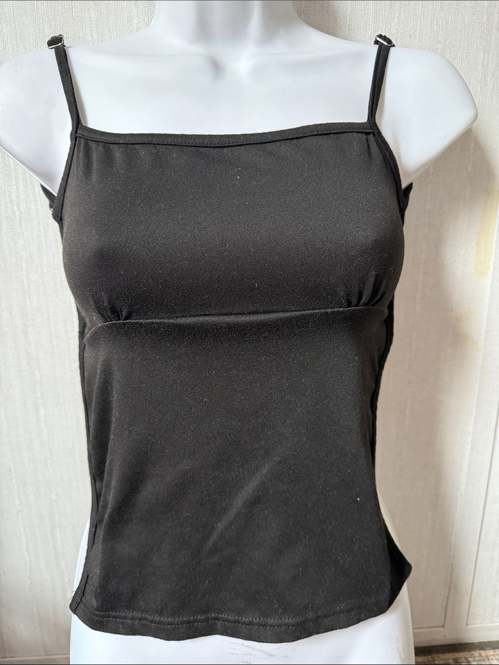 Black Spaghetti-Strap Square Neck Camisole
